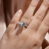 925 Sterling Silver Micropave Oval Diamond Engagement Ring Hidden Halo - Image 15