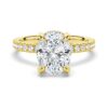 925 Sterling Silver Micropave Oval Diamond Engagement Ring Hidden Halo - Image 2