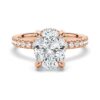 925 Sterling Silver Micropave Oval Diamond Engagement Ring Hidden Halo - Image 3