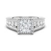 925 Sterling Silver Milgrain Vintage Princess Cut and Round Diamond Engagement Ring