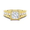 925 Sterling Silver Milgrain Vintage Princess Cut and Round Diamond Engagement Ring - Image 2