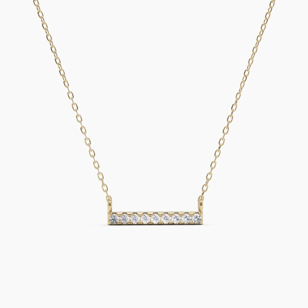 925 Sterling Silver Mini Diamond Bar Necklace