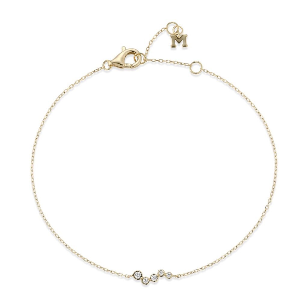 925 Sterling Silver Mini Diamond Bezel Wave Bracelet