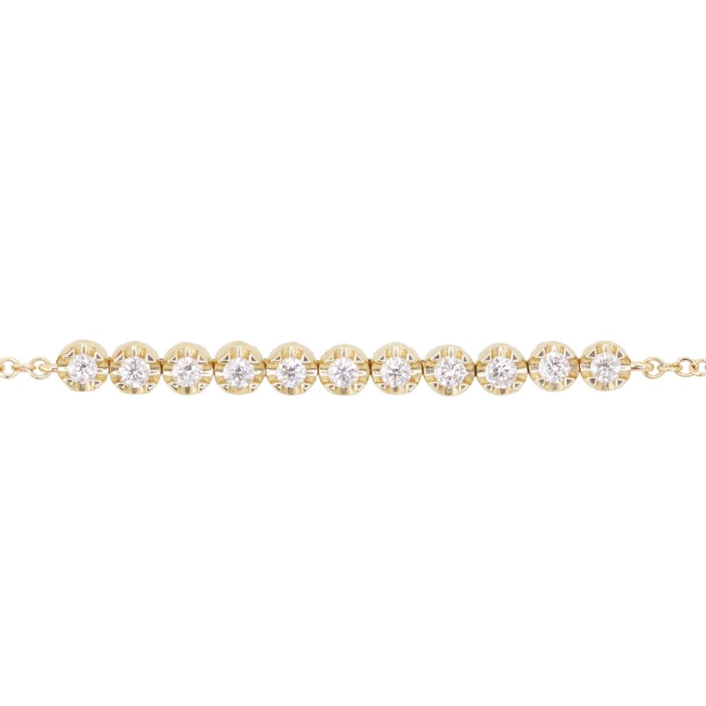 925 Sterling Silver Mini Diamond Cut Diamond Bezel Bracelet