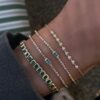 925 Sterling Silver Mini Diamond Cut Diamond Bezel Bracelet - Image 2