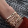 925 Sterling Silver Mini Diamond Cut Diamond Bezel Bracelet - Image 3