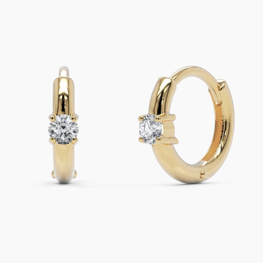 925 Sterling Silver Mini Diamond Hoop Earrings