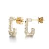 925 sterling silver paper clip earrings with mini diamond accents
