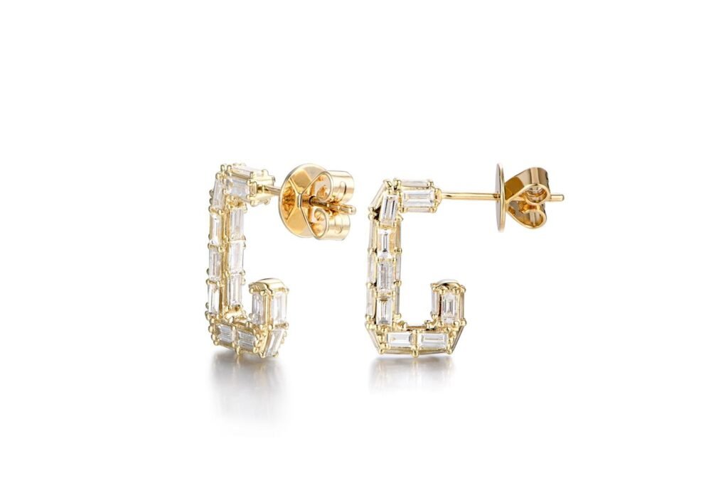 925 Sterling Silver Mini Diamond Paper Clip Earrings