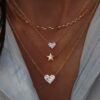 925 Sterling Silver Mini Full Diamond Heart Necklace - Image 4