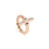 Delicate ring design featuring an elongated link shape and subtle shimmer