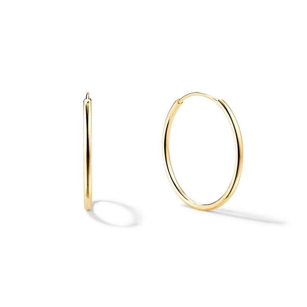 925 Sterling Silver Minimalist Simple Round Tube Medium Hoop Earrings