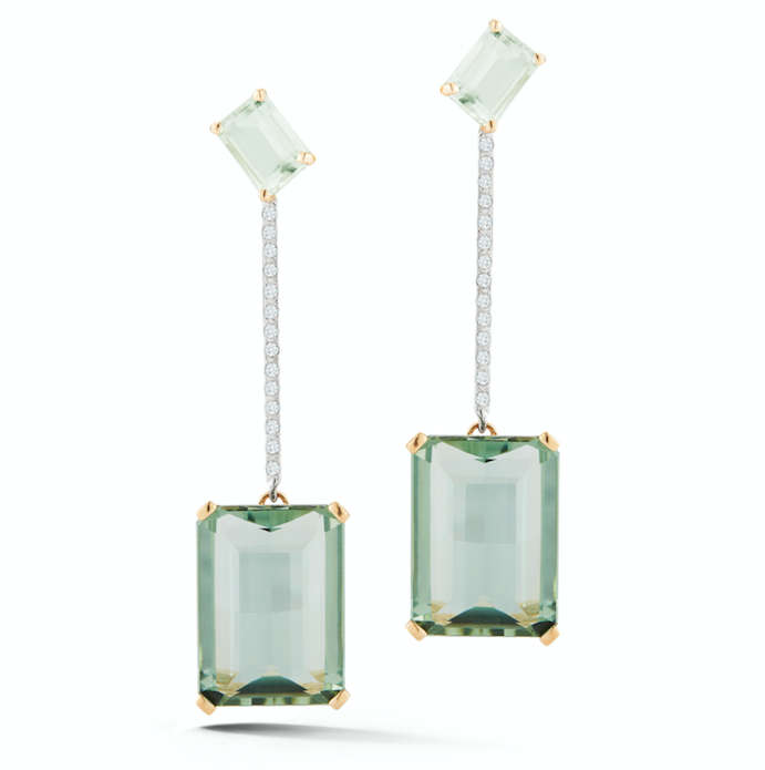 925 Sterling Silver Mint Green Earring Diamond