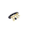 925 Sterling Silver Mira Blue Sandstone Diamond Pearl Ring