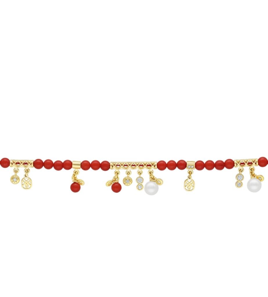 925 Sterling Silver Mira Coral Diamond Pearl Bracelet