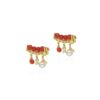 925 Sterling Silver Mira Coral Diamond Pearl Earrings - Image 3