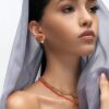 925 Sterling Silver Mira Coral Diamond Pearl Earrings - Image 6