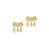 925 Sterling Silver Mira Diamond Pearl Earrings with pearl accents