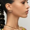925 Sterling Silver Mira Diamond Pearl Earrings with classic pearl finish