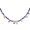 925 Sterling Silver Mira Lapis Diamond Pearl Necklace