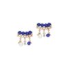 925 Sterling Silver Mira Lapis Lazuli Diamond Pearl Earrings