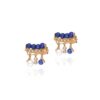 925 Sterling Silver Mira Lapis Lazuli Diamond Pearl Earrings - Image 3