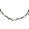925 Sterling Silver Mira Malachite Diamond Pearl Necklace