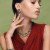 925 Sterling Silver Mira Malachite Diamond Pearl Necklace - Image 4