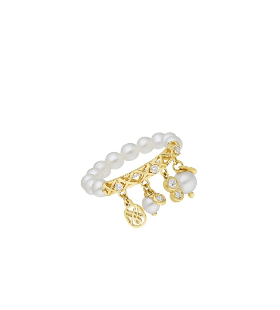 925 Sterling Silver Mira Pearl Diamond Ring