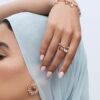 925 Sterling Silver Mira Pink Pearl Diamond Ring - Image 6