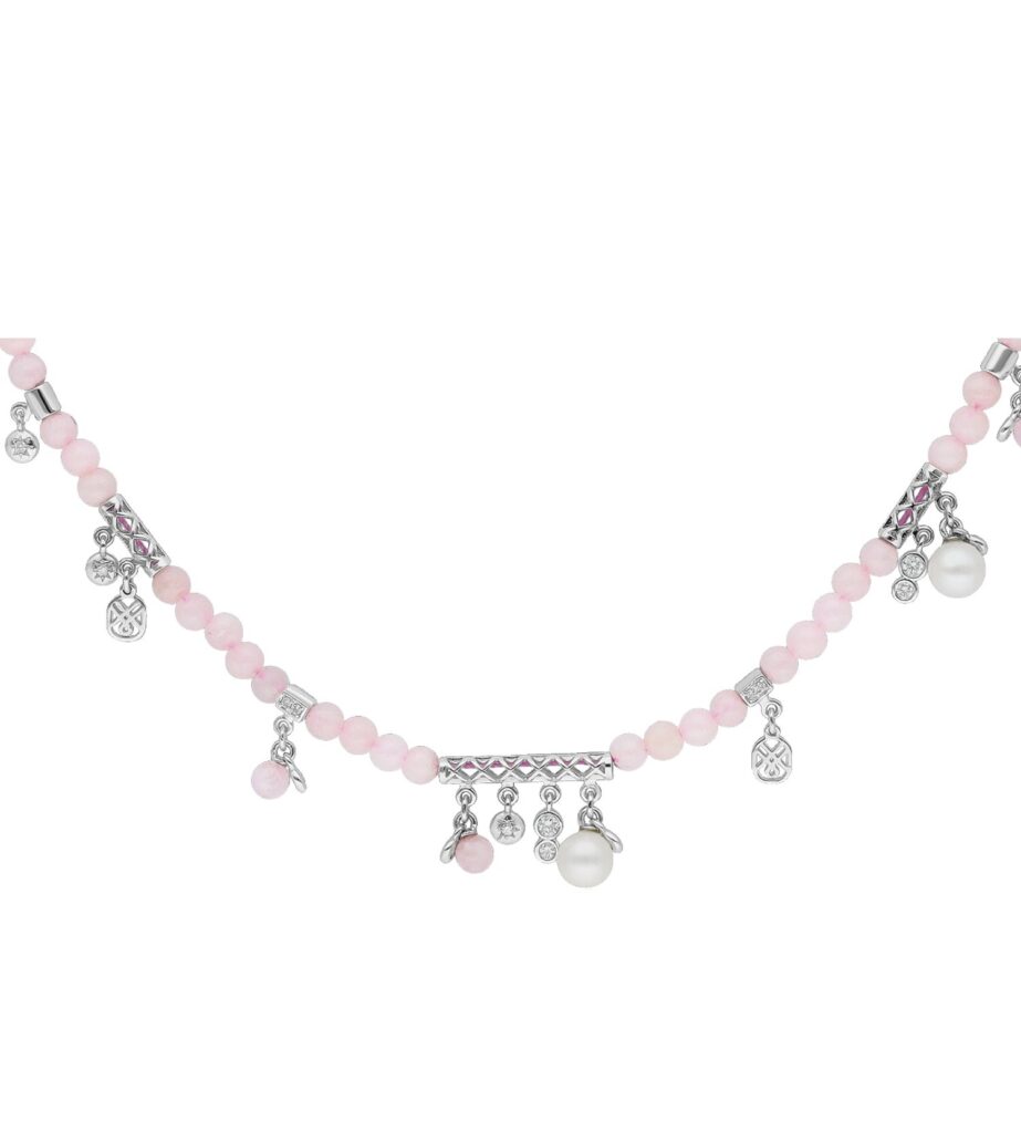 925 Sterling Silver Mira Rose Diamond Pearl Necklace