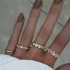 925 Sterling Silver Mixed Full Diamond Teardrop Round Band - Image 3