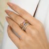 925 Sterling Silver Multi Cluster Wide Diamond Band Ring - Image 2