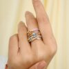 925 Sterling Silver Multi Cluster Wide Diamond Band Ring - Image 3