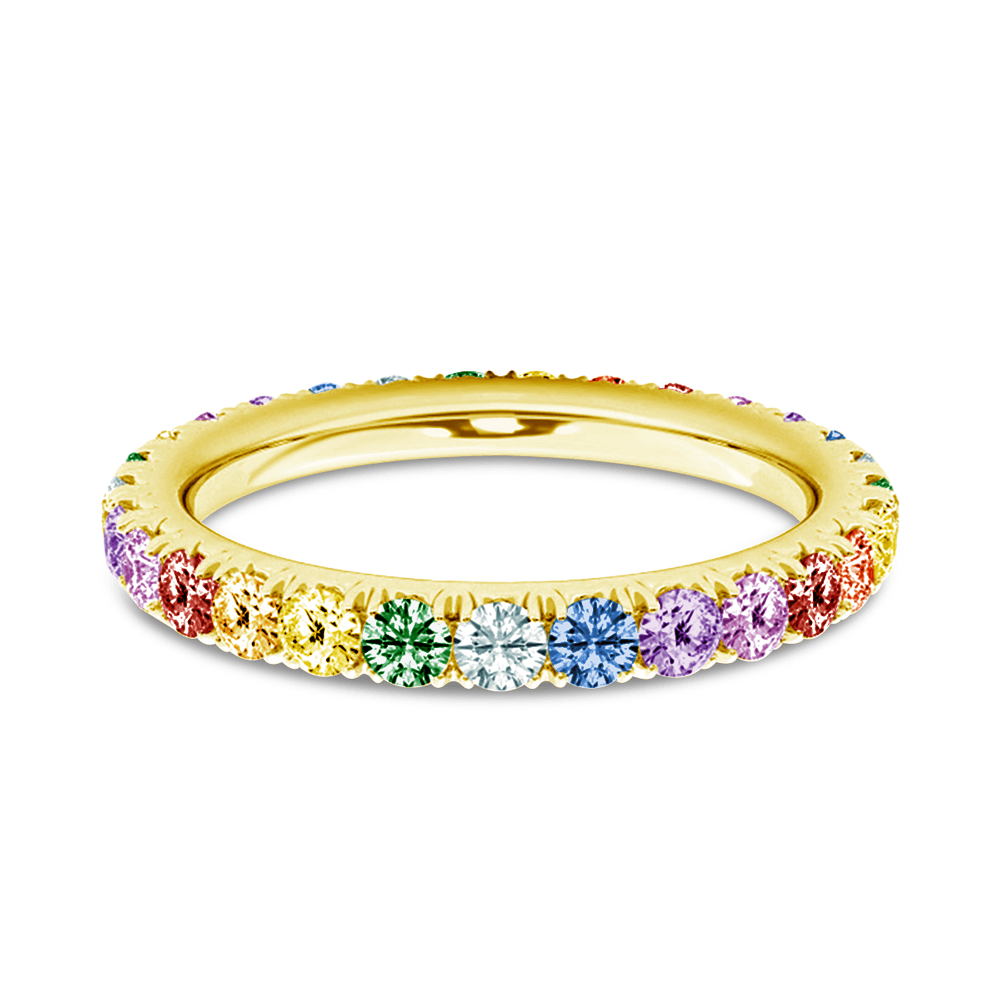 925 Sterling Silver Multi Color Rainbow Eternity Band