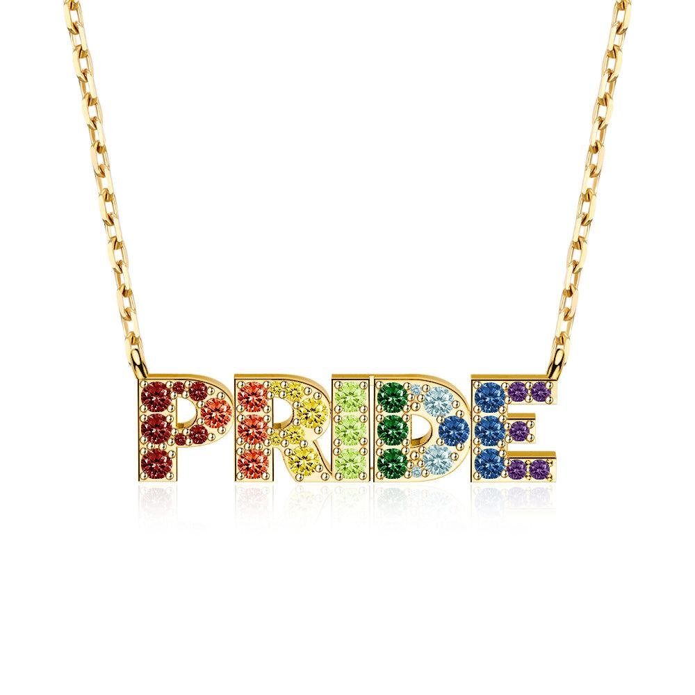 925 Sterling Silver Multi Color Rainbow PRIDE Month Necklace Pendant