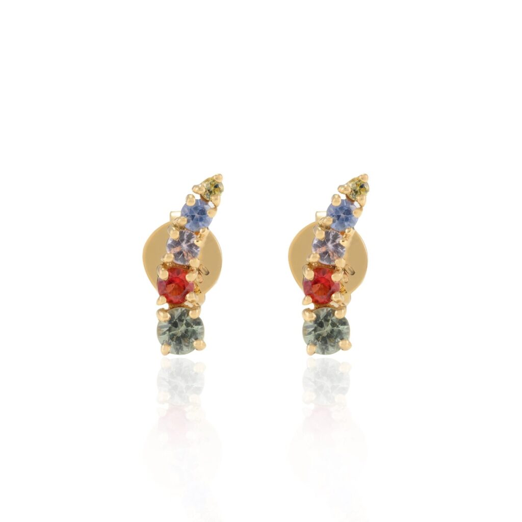 925 Sterling Silver Multi Dainty Climber Stud Earrings