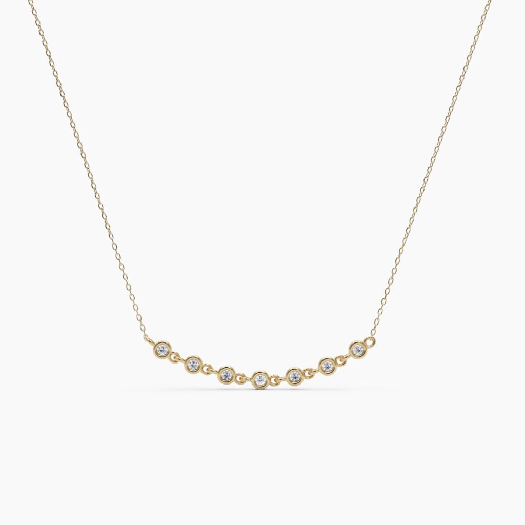 925 Sterling Silver Multi Diamond Bezel Necklace