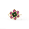 925 Sterling Silver Multi Precious Flower Diamond Ring