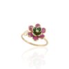 925 Sterling Silver Multi Precious Flower Diamond Ring - Image 3
