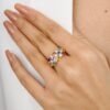 925 Sterling Silver Multi Sapphire and Diamond Ring - Image 3
