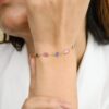 925 Sterling Silver Multi Sapphire Chain Diamond Bracelet - Image 2