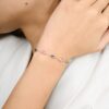 925 Sterling Silver Multi Sapphire Chain Diamond Bracelet - Image 3