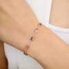 925 Sterling Silver Multi Sapphire Chain Diamond Bracelet - Image 5