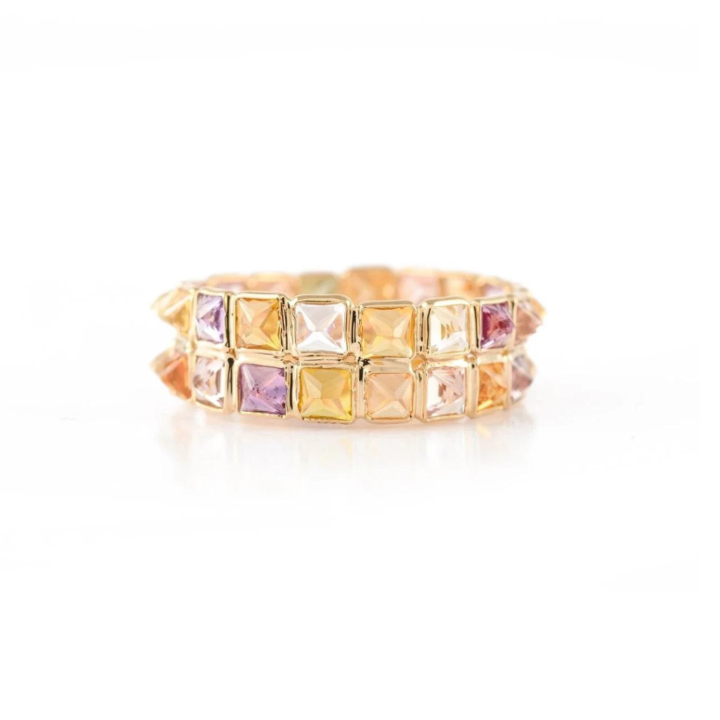 925 Sterling Silver Multi Sapphire Double Eternity Band