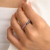 925 Sterling Silver Multi Sapphire Eternity Band - Image 2