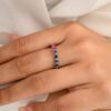925 Sterling Silver Multi Sapphire Eternity Band - Image 3