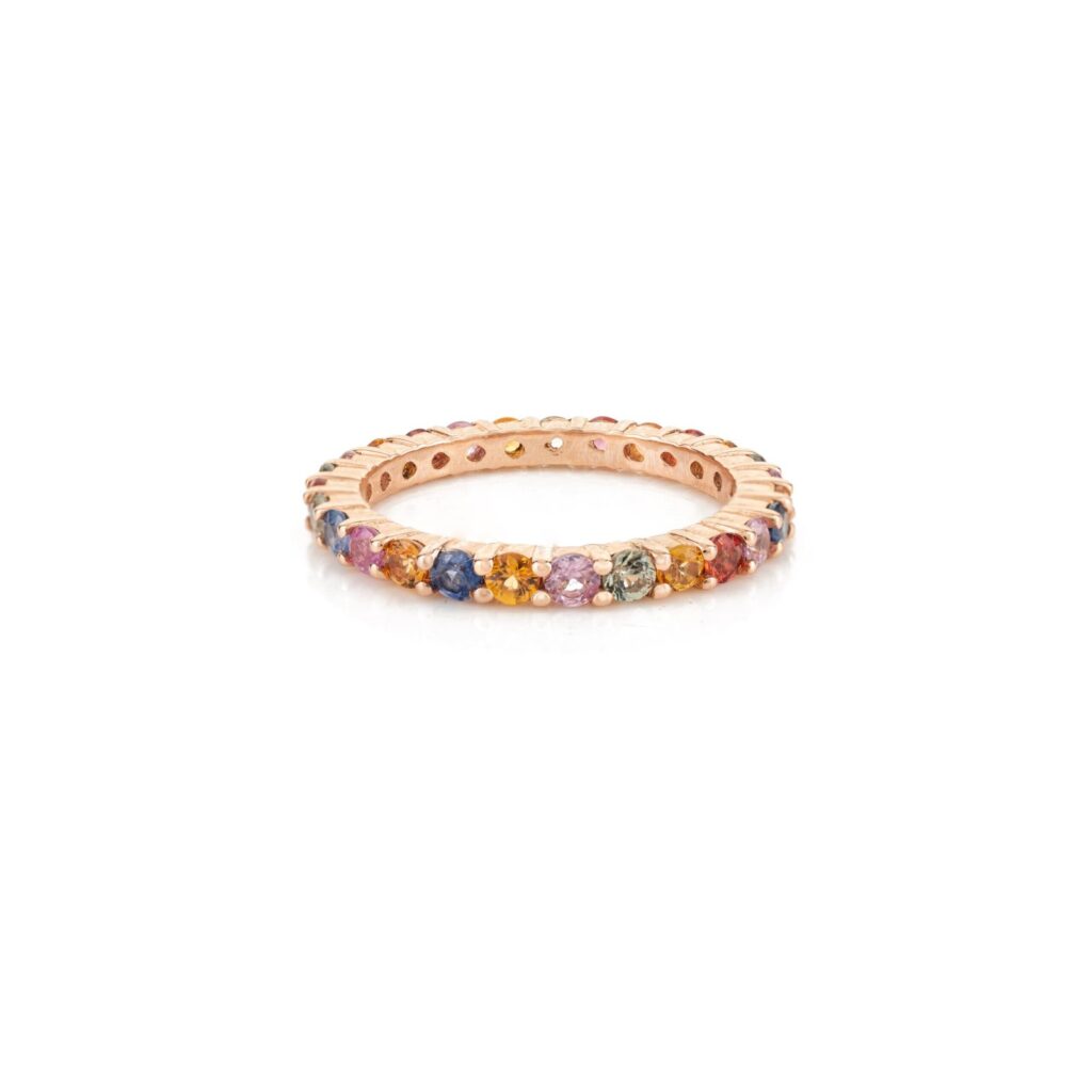 925 Sterling Silver Multi Sapphire Eternity Band
