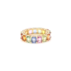 925 Sterling Silver multi sapphire ring with cushion-shaped stones