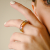 Gold-plated sterling silver ring with 17 cushion stones